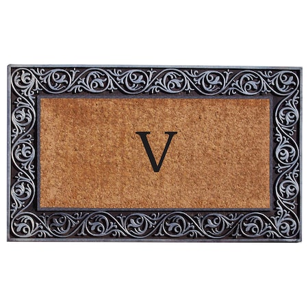 Calloway Mills Monogram Door Mat, Silver, Black, Natural, 18 in W x 30 in L 10002SILVV